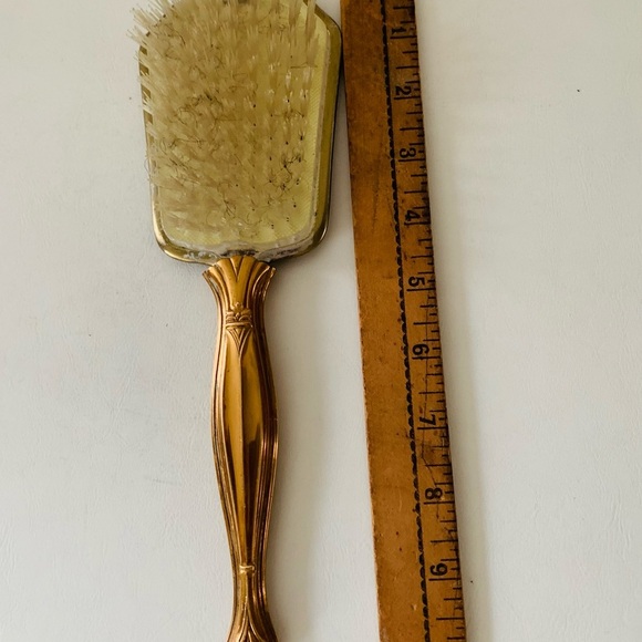 VINTAGE GOLD PLATED Hair Brush Floral Design Vanity Decor - Picture 7 of 9